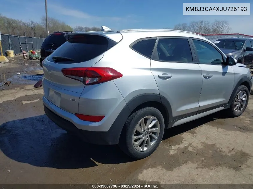 2018 Hyundai Tucson Sel VIN: KM8J3CA4XJU726193 Lot: 39087796