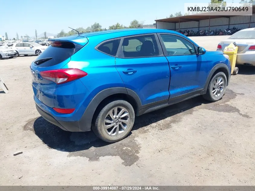 2018 Hyundai Tucson Se VIN: KM8J23A42JU790649 Lot: 39914087