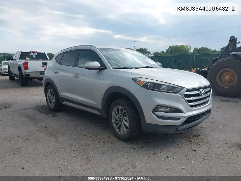 2018 Hyundai Tucson Sel VIN: KM8J33A40JU643212 Lot: 39964978