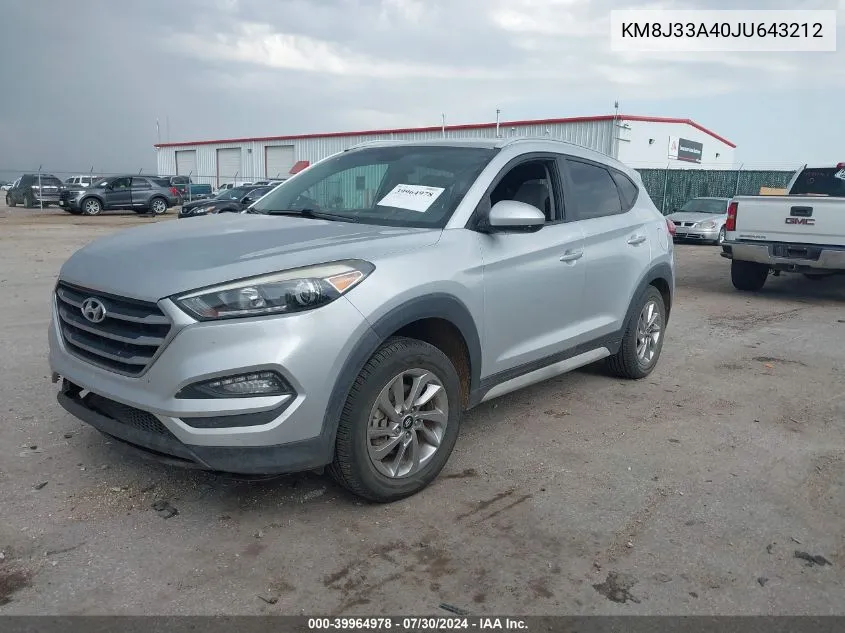 2018 Hyundai Tucson Sel VIN: KM8J33A40JU643212 Lot: 39964978