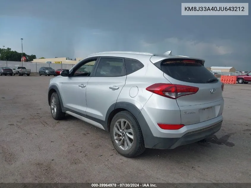 2018 Hyundai Tucson Sel VIN: KM8J33A40JU643212 Lot: 39964978