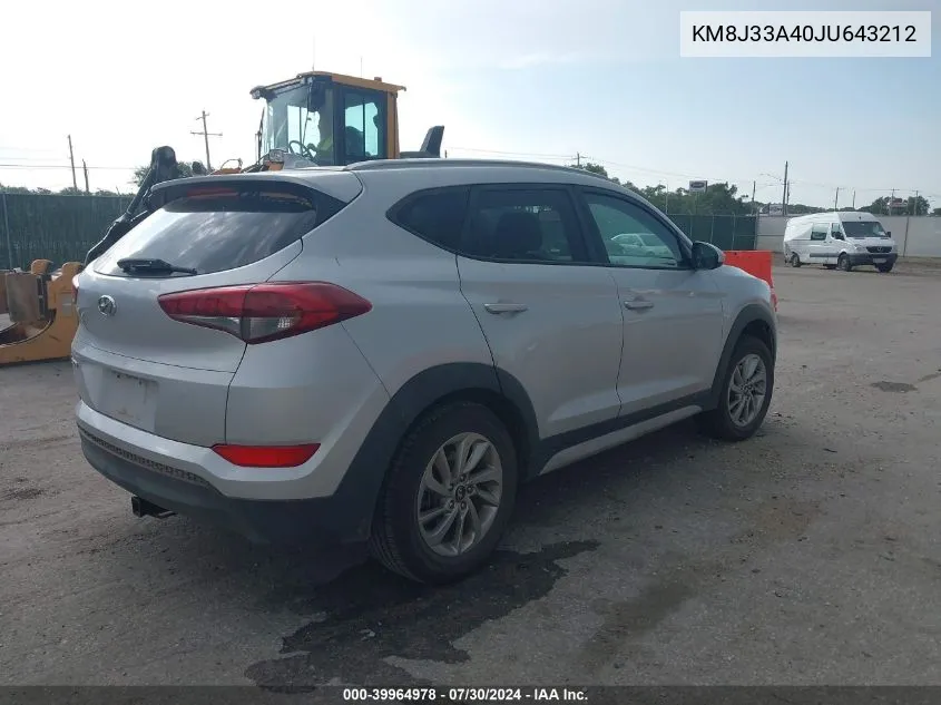 2018 Hyundai Tucson Sel VIN: KM8J33A40JU643212 Lot: 39964978