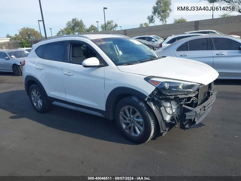 2018 Hyundai Tucson Sel VIN: KM8J33A40JU614258 Lot: 40046511