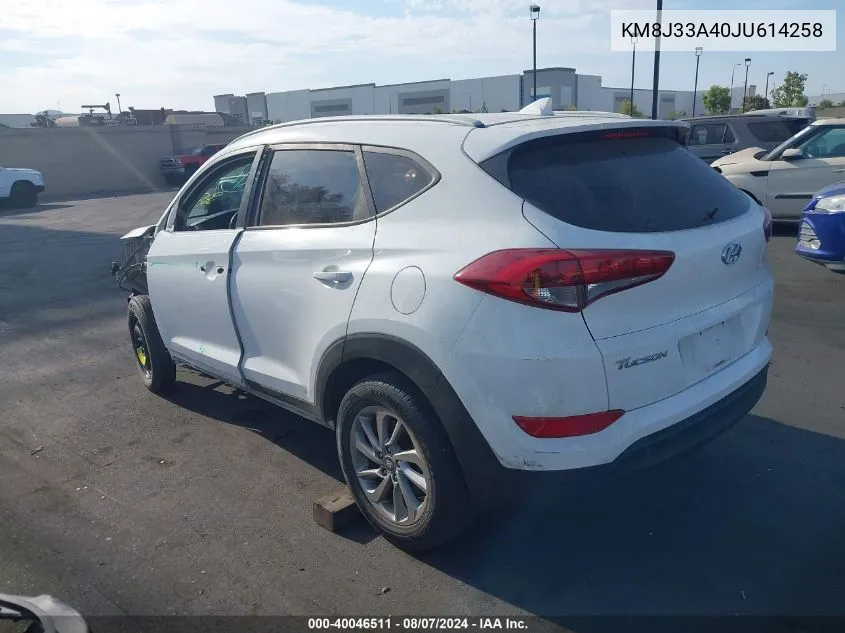 2018 Hyundai Tucson Sel VIN: KM8J33A40JU614258 Lot: 40046511