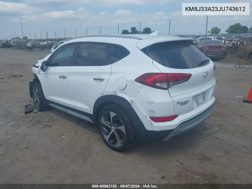 2018 Hyundai Tucson Limited VIN: KM8J33A23JU743612 Lot: 40062152