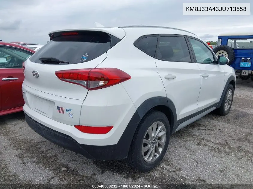 2018 Hyundai Tucson Limited/Sport And Eco/Se VIN: KM8J33A43JU713558 Lot: 40508232