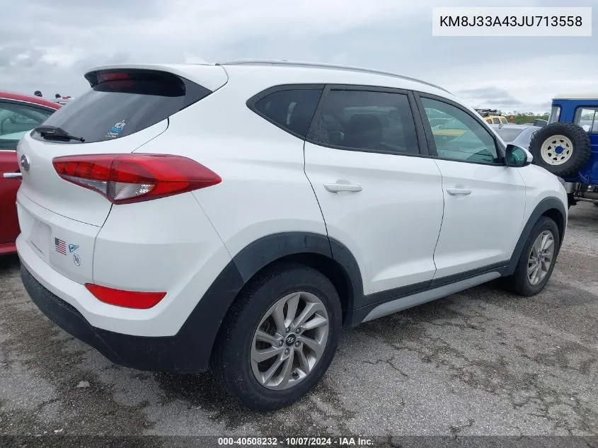 2018 Hyundai Tucson Limited/Sport And Eco/Se VIN: KM8J33A43JU713558 Lot: 40508232