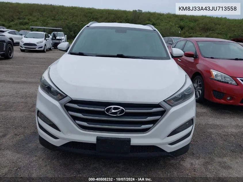 2018 Hyundai Tucson Limited/Sport And Eco/Se VIN: KM8J33A43JU713558 Lot: 40508232