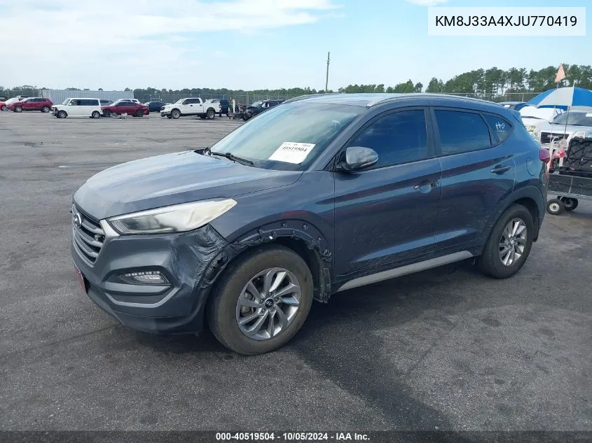 2018 Hyundai Tucson Sel Plus VIN: KM8J33A4XJU770419 Lot: 40519504