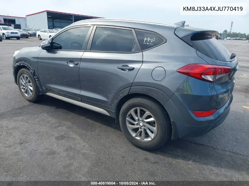 2018 Hyundai Tucson Sel Plus VIN: KM8J33A4XJU770419 Lot: 40519504