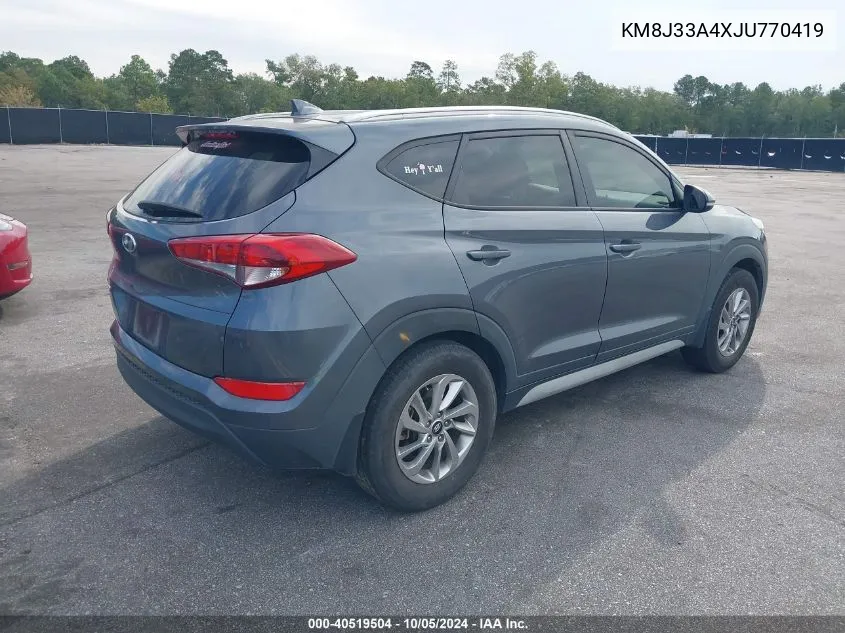 2018 Hyundai Tucson Sel Plus VIN: KM8J33A4XJU770419 Lot: 40519504