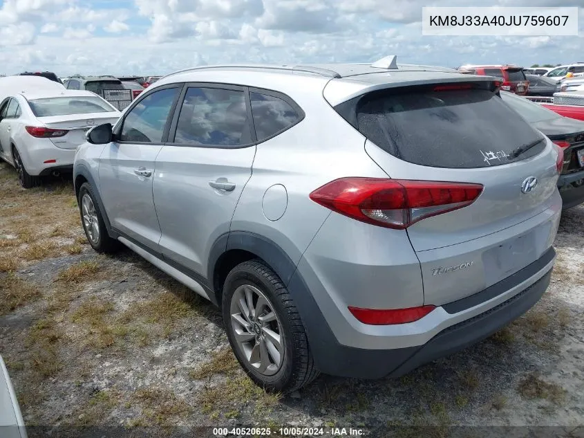 2018 Hyundai Tucson Sel Plus VIN: KM8J33A40JU759607 Lot: 40520625