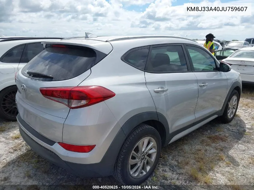 2018 Hyundai Tucson Sel Plus VIN: KM8J33A40JU759607 Lot: 40520625