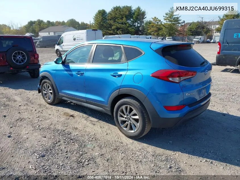 2018 Hyundai Tucson Se VIN: KM8J2CA40JU699315 Lot: 40577018