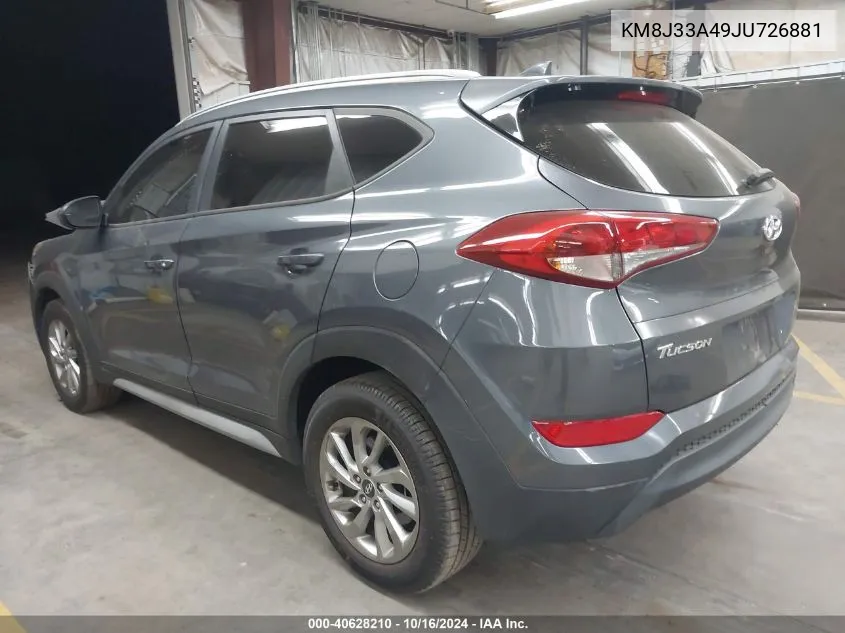 2018 Hyundai Tucson Sel VIN: KM8J33A49JU726881 Lot: 40628210