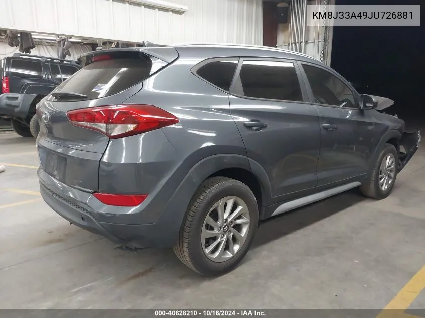 2018 Hyundai Tucson Sel VIN: KM8J33A49JU726881 Lot: 40628210