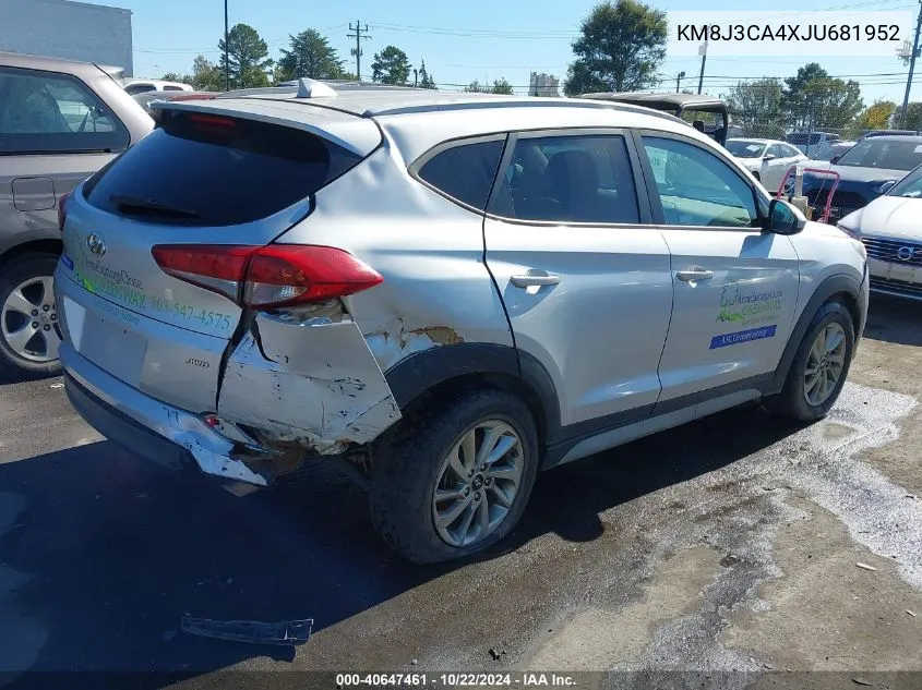 2018 Hyundai Tucson Sel VIN: KM8J3CA4XJU681952 Lot: 40647461