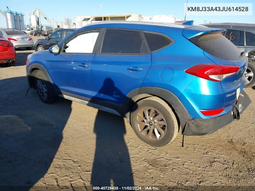 2018 Hyundai Tucson Sel VIN: KM8J33A43JU614528 Lot: 40729438