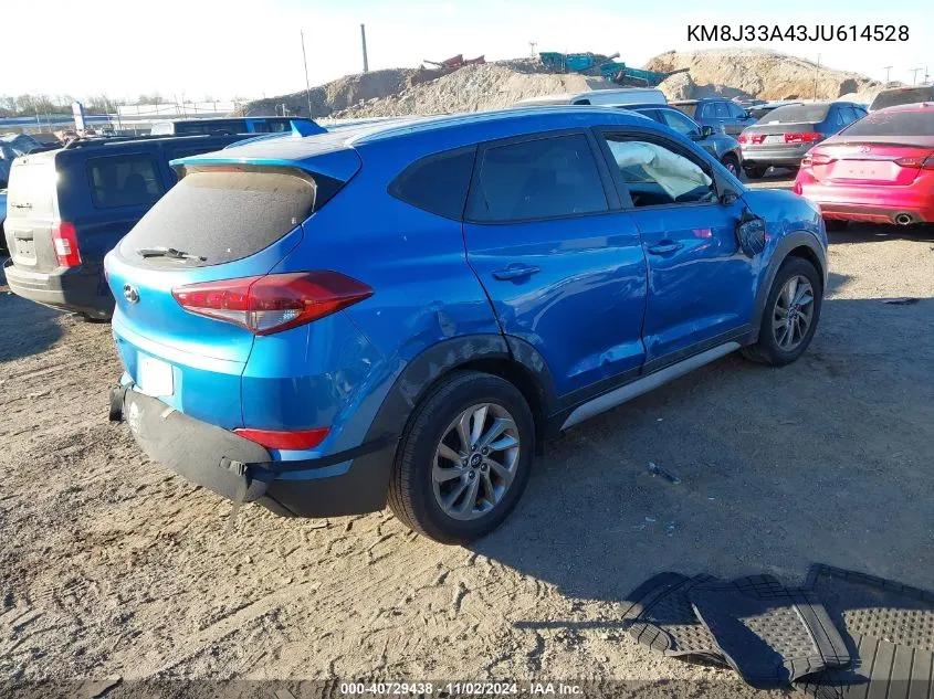 2018 Hyundai Tucson Sel VIN: KM8J33A43JU614528 Lot: 40729438