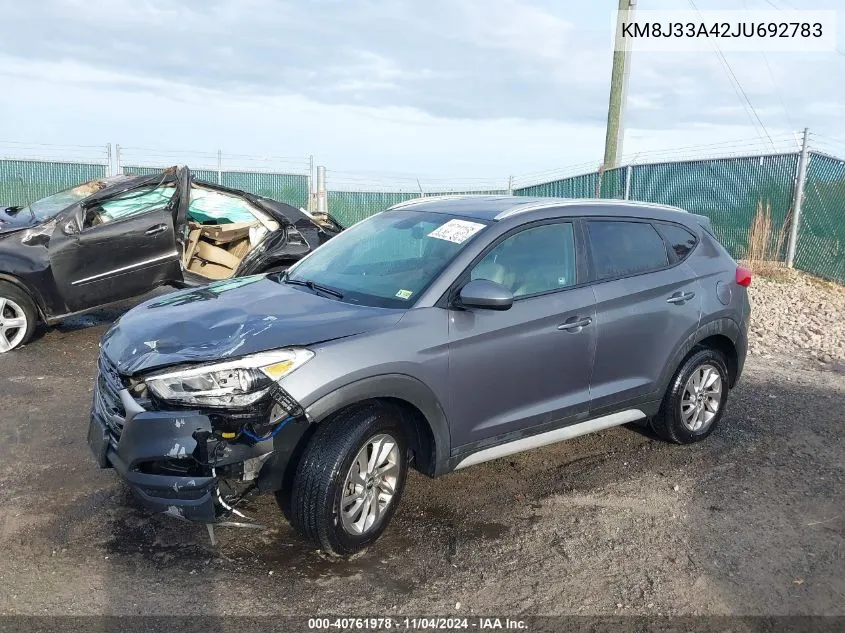 2018 Hyundai Tucson Sel VIN: KM8J33A42JU692783 Lot: 40761978