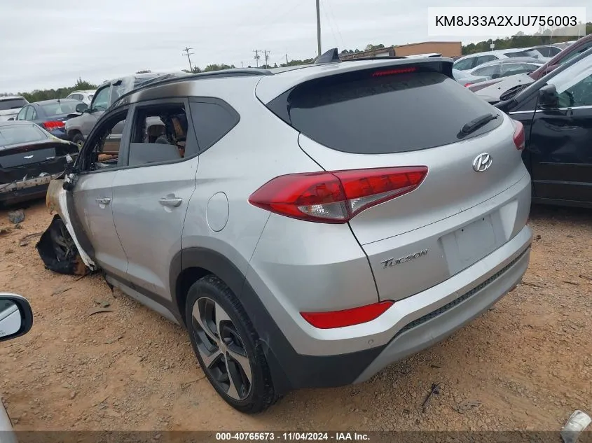 2018 Hyundai Tucson Value VIN: KM8J33A2XJU756003 Lot: 40765673