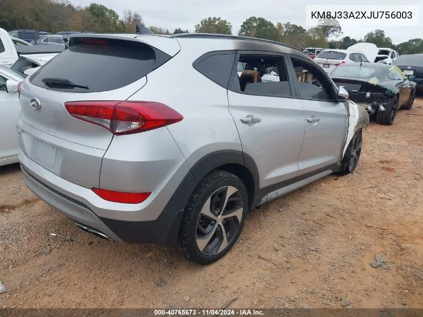 2018 Hyundai Tucson Value VIN: KM8J33A2XJU756003 Lot: 40765673