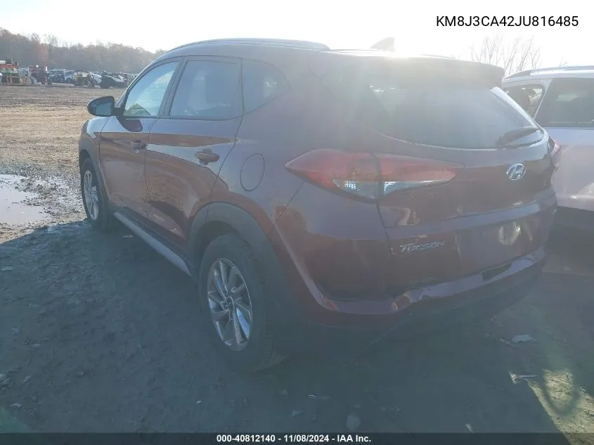 2018 Hyundai Tucson Sel VIN: KM8J3CA42JU816485 Lot: 40812140