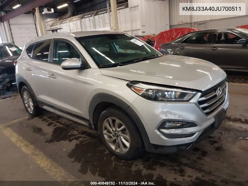 2018 Hyundai Tucson Sel VIN: KM8J33A40JU700511 Lot: 40849752