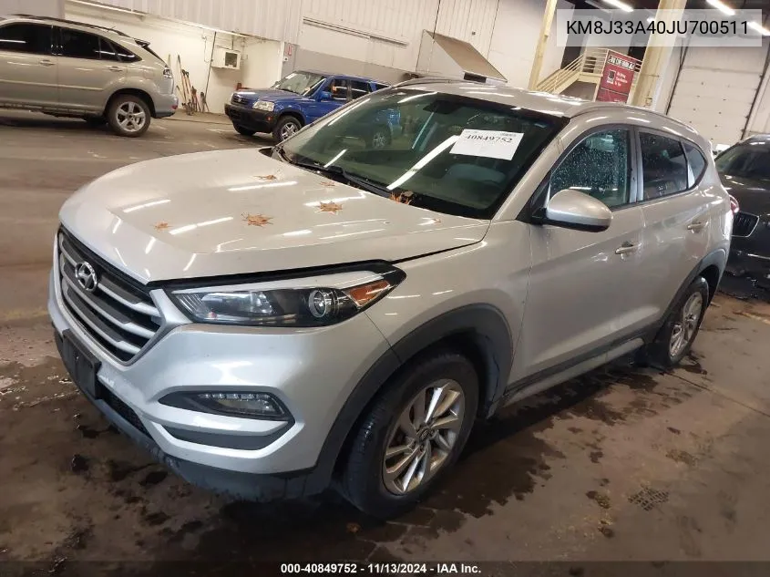 2018 Hyundai Tucson Sel VIN: KM8J33A40JU700511 Lot: 40849752