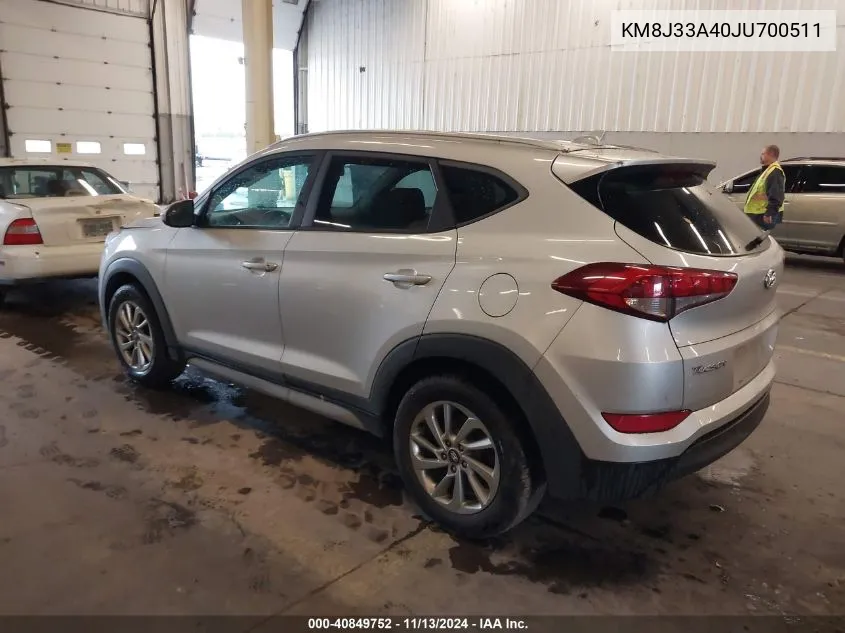 2018 Hyundai Tucson Sel VIN: KM8J33A40JU700511 Lot: 40849752