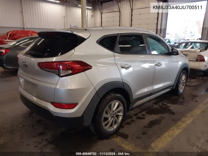 2018 Hyundai Tucson Sel VIN: KM8J33A40JU700511 Lot: 40849752