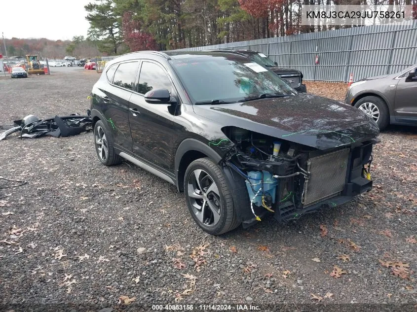 2018 Hyundai Tucson Value VIN: KM8J3CA29JU758261 Lot: 40853155