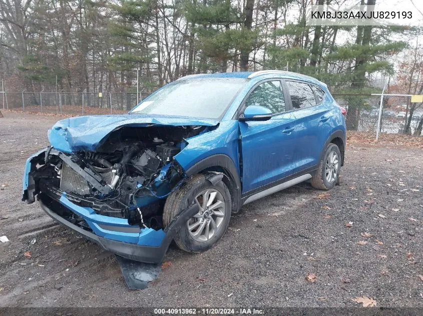 2018 Hyundai Tucson Sel Plus VIN: KM8J33A4XJU829193 Lot: 40913962