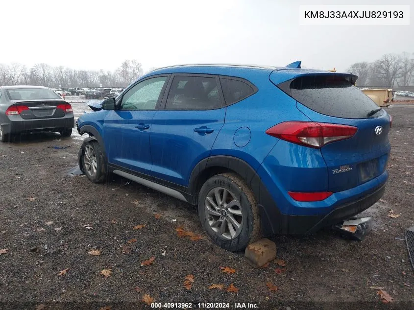 2018 Hyundai Tucson Sel Plus VIN: KM8J33A4XJU829193 Lot: 40913962