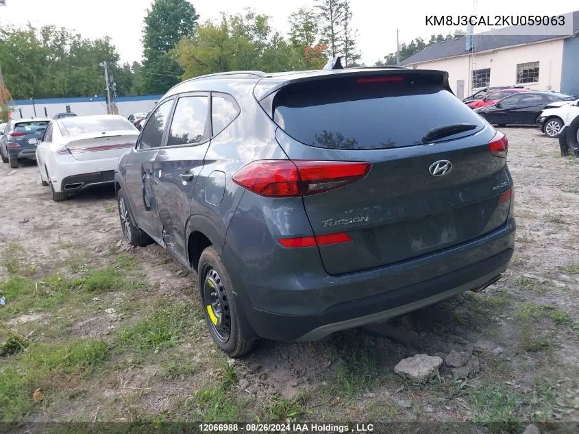 2019 Hyundai Tucson Limited/Sel/Sport/Ultimate/Value/Night VIN: KM8J3CAL2KU059063 Lot: 12066988