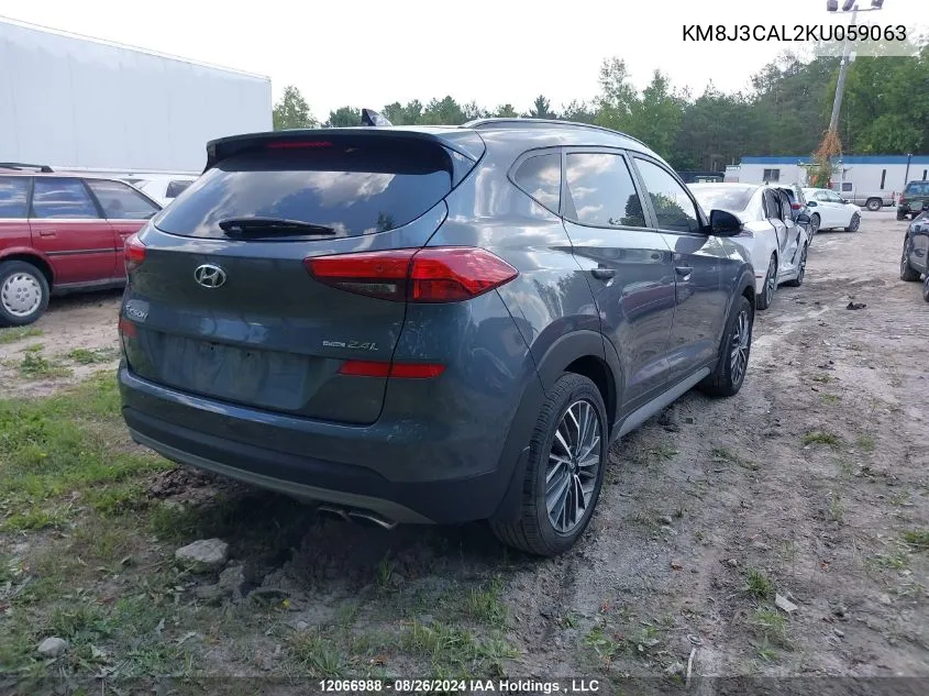 2019 Hyundai Tucson Limited/Sel/Sport/Ultimate/Value/Night VIN: KM8J3CAL2KU059063 Lot: 12066988