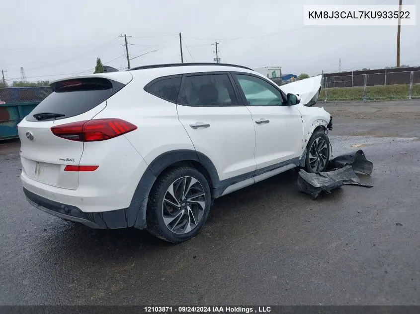 2019 Hyundai Tucson Ultimate VIN: KM8J3CAL7KU933522 Lot: 12103871