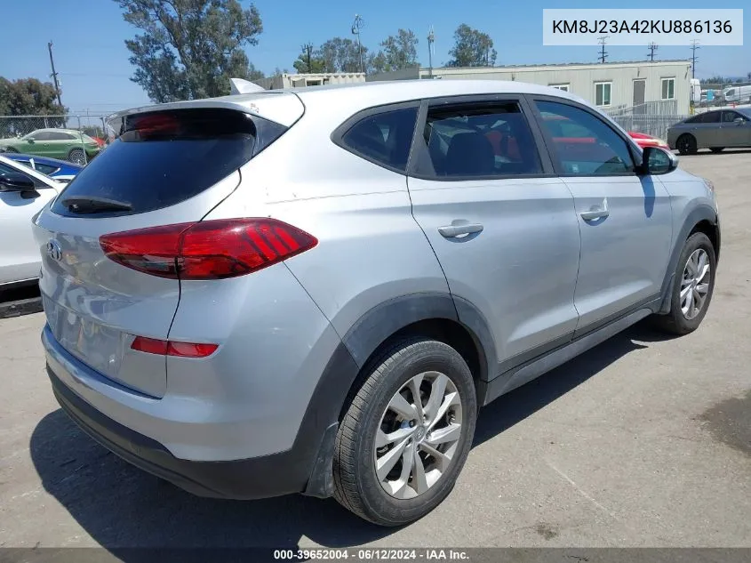 2019 Hyundai Tucson Se VIN: KM8J23A42KU886136 Lot: 39652004