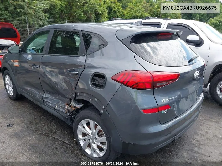 2019 Hyundai Tucson Se VIN: KM8J2CA43KU926675 Lot: 39721076