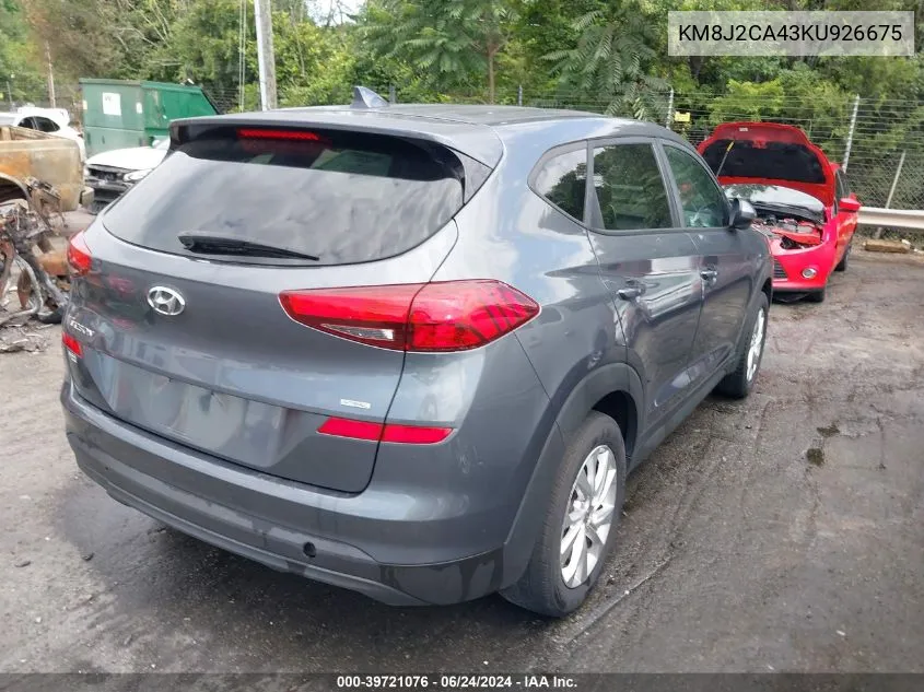 2019 Hyundai Tucson Se VIN: KM8J2CA43KU926675 Lot: 39721076