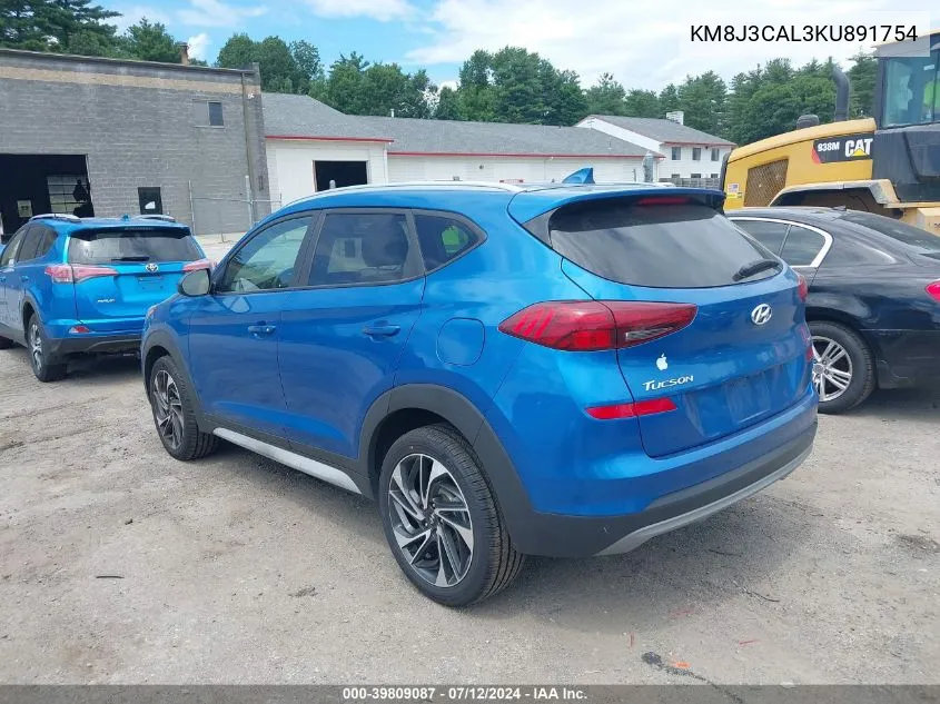 2019 Hyundai Tucson Sport VIN: KM8J3CAL3KU891754 Lot: 39809087