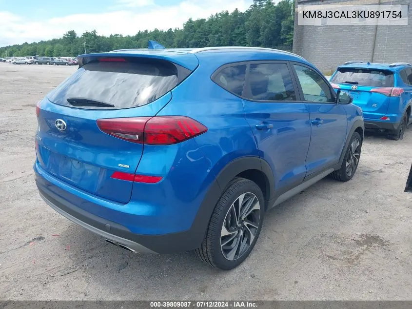 2019 Hyundai Tucson Sport VIN: KM8J3CAL3KU891754 Lot: 39809087