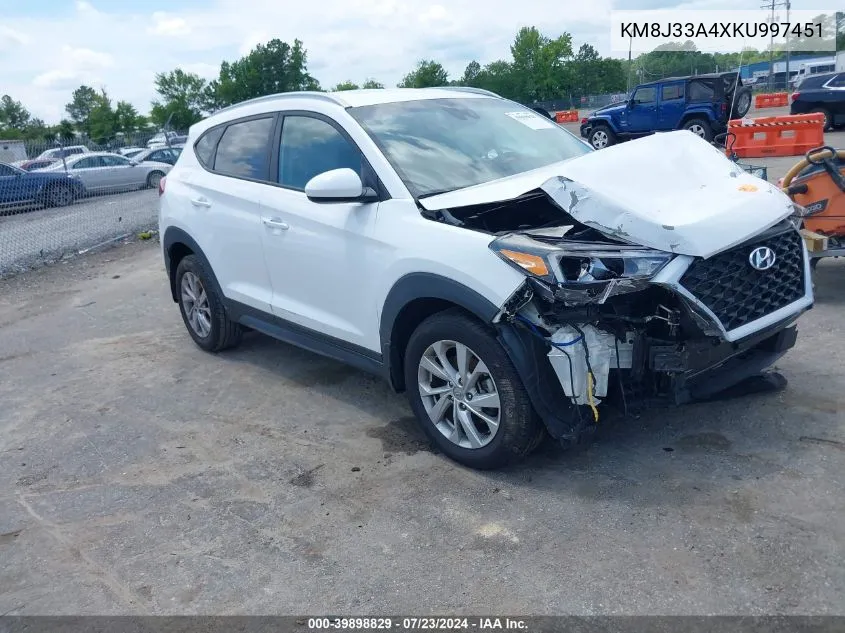 2019 Hyundai Tucson Value VIN: KM8J33A4XKU997451 Lot: 39898829