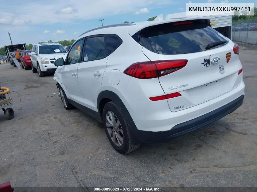 2019 Hyundai Tucson Value VIN: KM8J33A4XKU997451 Lot: 39898829