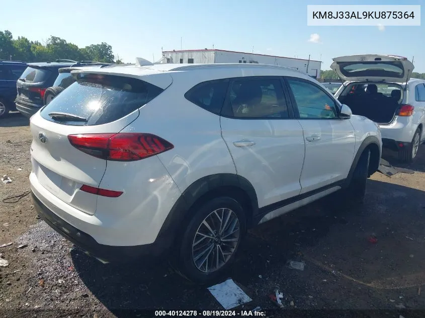 2019 Hyundai Tucson Sel VIN: KM8J33AL9KU875364 Lot: 40124278