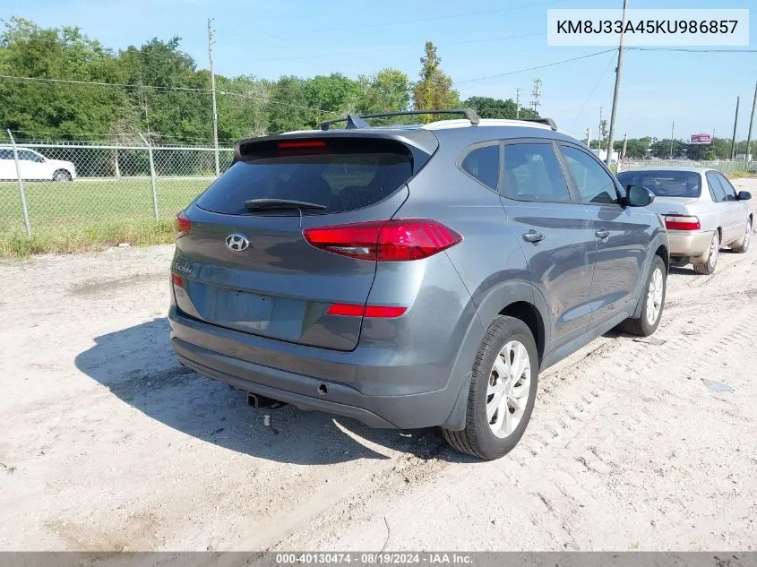 2019 Hyundai Tucson Value VIN: KM8J33A45KU986857 Lot: 40130474