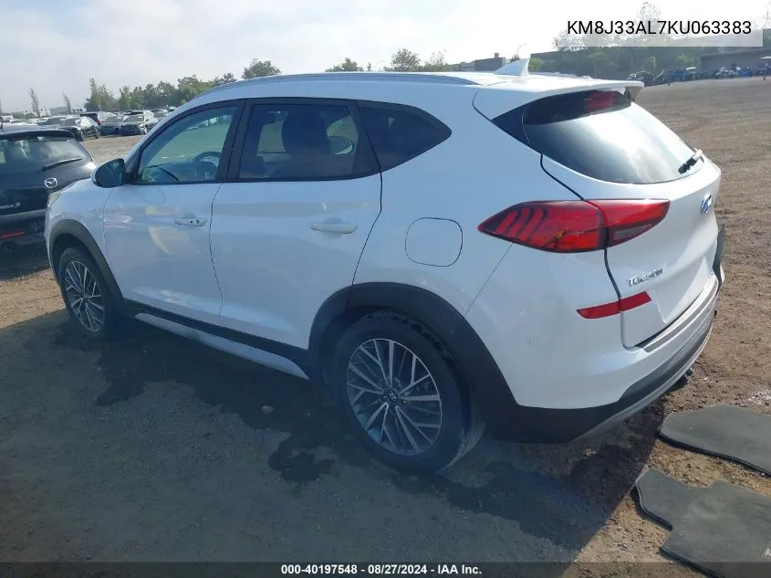 2019 Hyundai Tucson Sel VIN: KM8J33AL7KU063383 Lot: 40197548