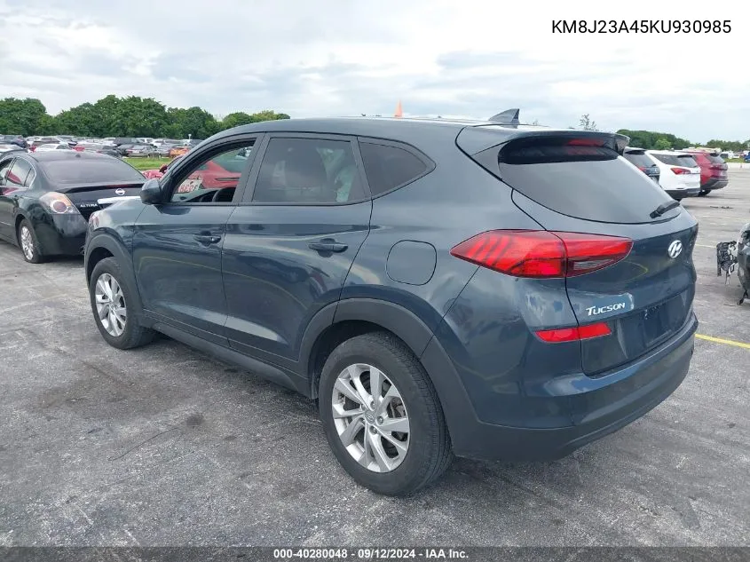 2019 Hyundai Tucson Se VIN: KM8J23A45KU930985 Lot: 40280048