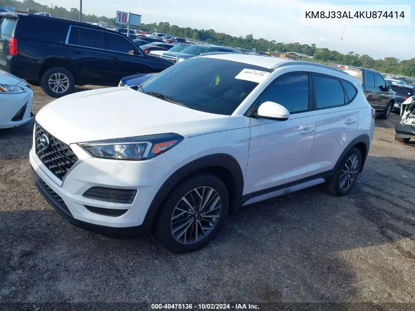 2019 Hyundai Tucson Sel VIN: KM8J33AL4KU874414 Lot: 40475136