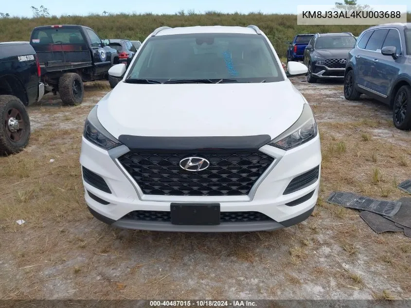 2019 Hyundai Tucson Sel VIN: KM8J33AL4KU003688 Lot: 40487015